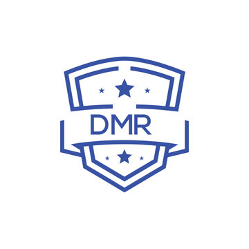 Classic Shield Logo with Stars and DMR Letters &ndash; Premium Badge or Security Brand Identity. DMR Letter Logo.
