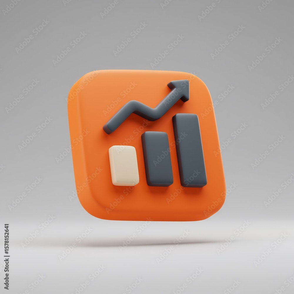 Aufkleber 3d render of a growth chart icon with a highlighted bar. represents business data comparison, financ