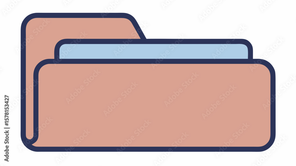 Aufkleber illustration of a closed folder with a light blue tab and rounded edges on a white background create