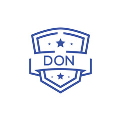 Classic Shield Logo with Stars and DON Letters – Premium Badge or Security Brand Identity. DON Letter Logo.
