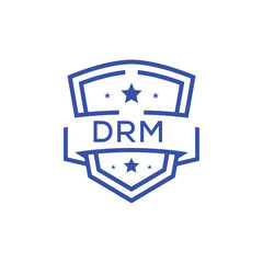 Classic Shield Logo with Stars and DRM Letters – Premium Badge or Security Brand Identity. DRM Letter Logo.
