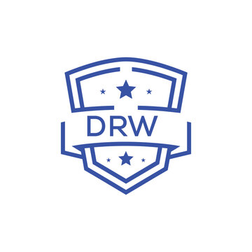 Classic Shield Logo with Stars and DRW Letters &ndash; Premium Badge or Security Brand Identity. DRW Letter Logo.
