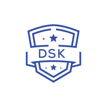 Classic Shield Logo with Stars and DSK Letters &ndash; Premium Badge or Security Brand Identity. DSK Letter Logo.
