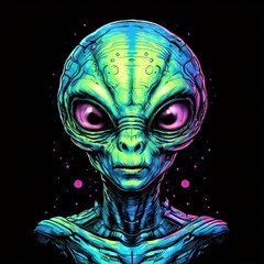 an AI Image Generator, Futuristic Alien Figure with Cosmic Background Elements