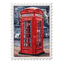 Obraz premium Vintage Postage Stamp Featuring a Classic Red