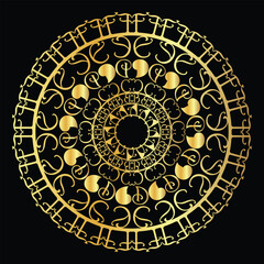 beautiful golden mandala with alphabet