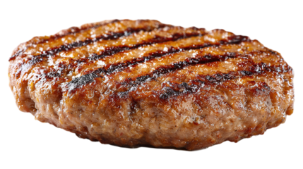 Grilled hamburger meat isolated on tranparent background, full depth of field isolated on tranparent background 