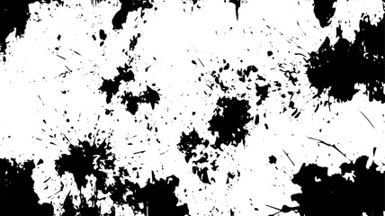 Chaotic Ink Splatter Background, Abstract Black Paint Explosion Texture on White