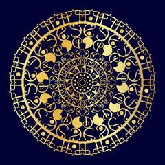 beautiful golden mandala with alphabet