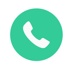 White Telephone Handset Icon in a Vibrant Teal Circle