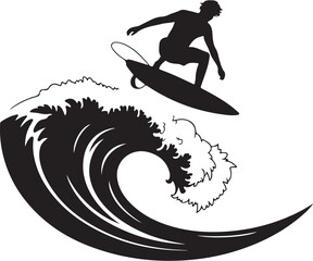Surfer Performing Aerial Trick Vector

