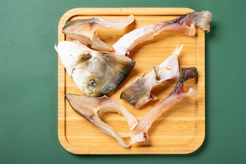 top view cut out air dried fish at horizontal composition
