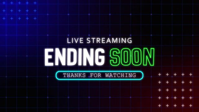 Live Stream Ending Soon Overlay, Futuristic Neon Style Outro Animation Stream Overlay