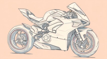 Obraz premium Line art drawing of a motorcycle. Detailed illustration