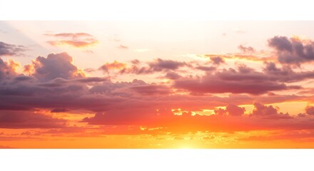 燃える夕焼け空 雲が美しく彩る 穏やかな光. AI Generated