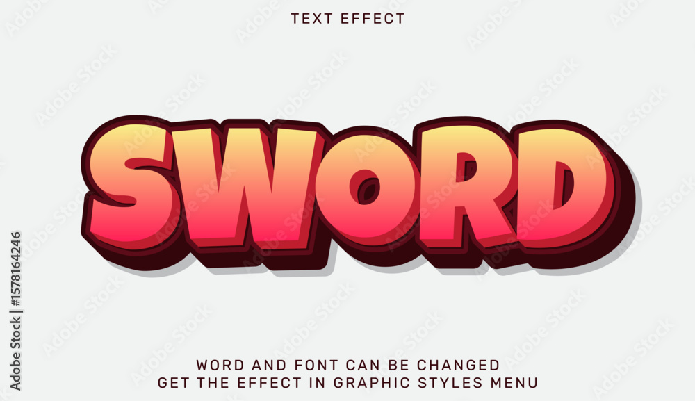 Poster sword text effect in 3d design