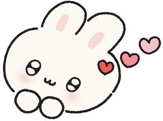 하트를 날리는 토끼 캐릭터 손그림 © titi.drawing