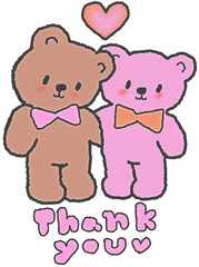 리본 곰돌이 캐릭터 스티커 이모티콘