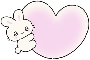 하트를 안고 있는 토끼 캐릭터 손그림
