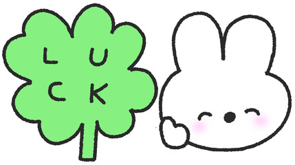 네잎클로버 럭키 토끼 캐릭터 스티커