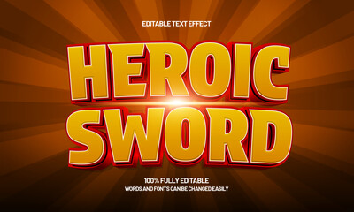 heroic sword editable text effect with a knight and armor text style
