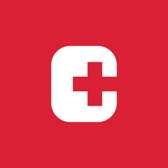 Obraz premium Cross Letter C Plus Positive Logo Design Vector Template