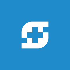 Letter S Plus Positive Symbol Logo Design Vector Template