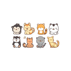 animal stickers with Thai phrases, sticker set for messaging app