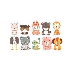 Fototapeta premium animal stickers with Thai phrases, sticker set for messaging app