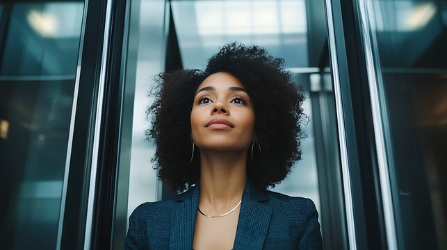  A woman rehearsing her elevator pitch in anticipation of the 'tell-me-about-yourself' question in interview 