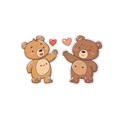 bear couple LINE sticker set, romantic and playful expressions,