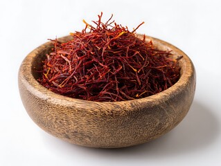 Fototapeta premium Red and green tea leaves in a bowl with saffron and spices