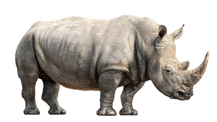 Obraz premium Realistic Rhinoceros Isolated on Transparent Background – High Resolution Wildlife PNG for Commercial Use