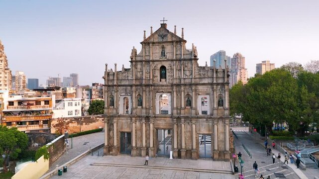 Aerial view of the Ruins of St. Paul's in Macau, China