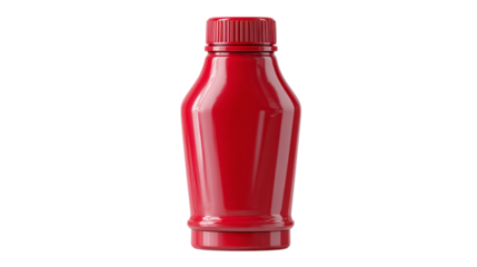 Ketchup bottle in plastic squeeze format, isolated on tranparent background 