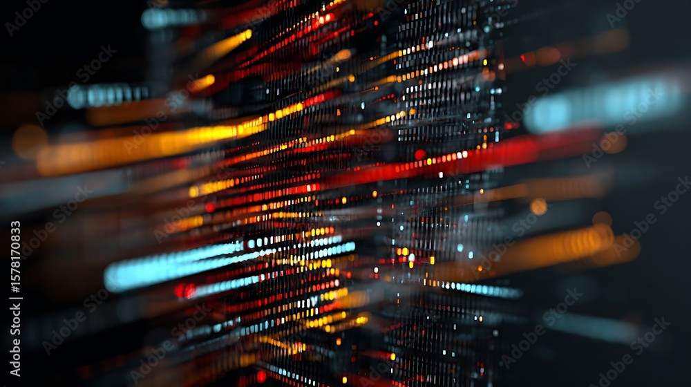 Poster abstract data flow with colorful light trails