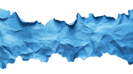 Fragment of faded blue paper reveals stories untold whispers of time in rough edges suspended on transparent background