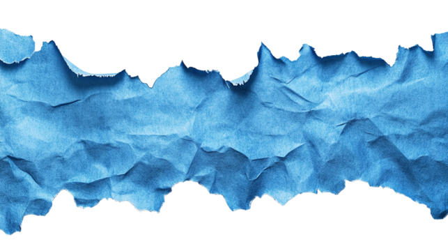 Fragment of faded blue paper reveals stories untold whispers of time in rough edges suspended on transparent background