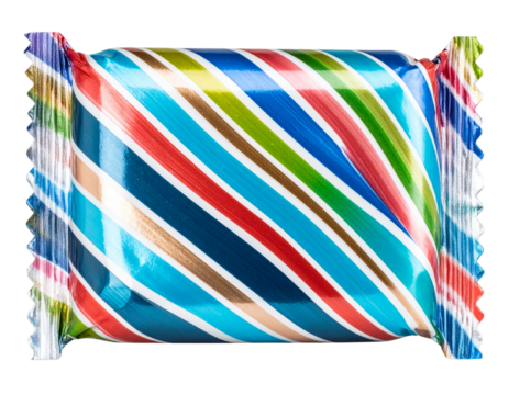 Colorful Striped Candy Wrapper Twisted Ends isolated on transparent background PNG