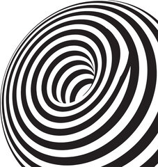 Naklejka premium Black and white swirling tunnel optical illusion abstract