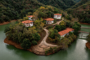 Naklejka premium aerial photography breathtaking beauty of nature and urban landscapes across various countries and continents
