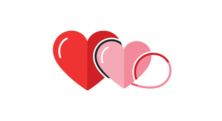 Stylized Red and Pink Hearts Icon Symbolizing Love, Connection, and Romance in Flat Design