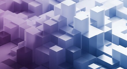 Obraz premium An abstract geometric composition of light purple and blue cubes and blocks, creating a textured and modern background