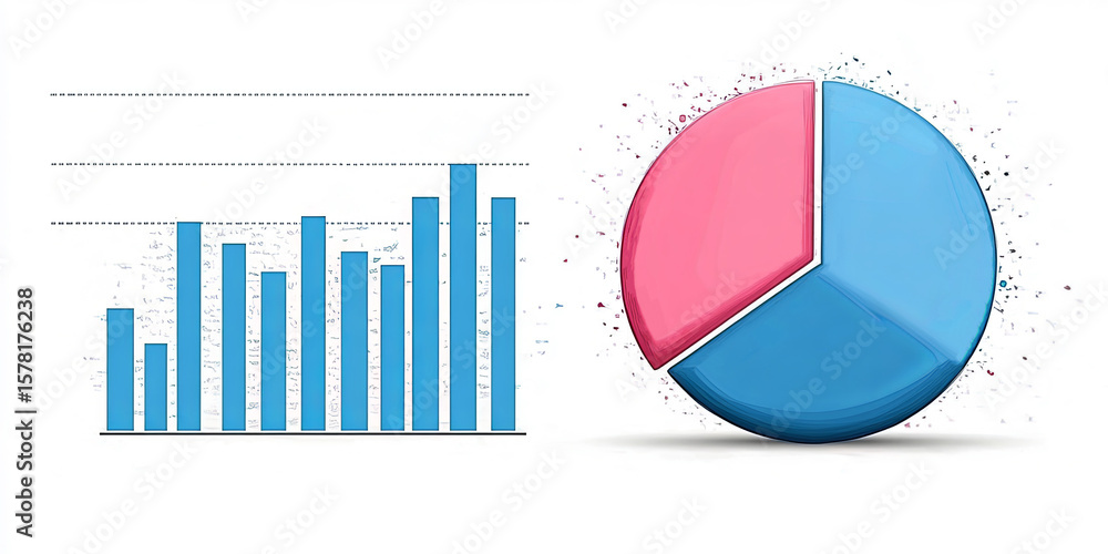 Aufkleber this image displays a bar graph and a pie chart, ideal for websites or blogs on data analysis, stati