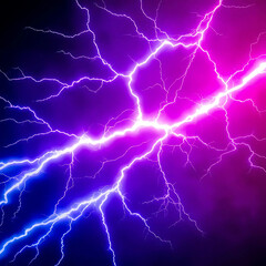 A vibrant display of electric energy, with striking streaks of purple and blue lightning against a dark background.