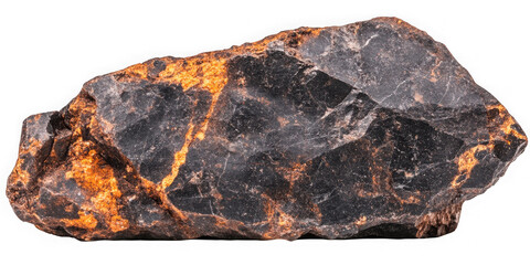 Collection of  close up view of a dark rock formation with orange and brown mineral deposits real image, no blur, clear image, hd, full hd, photos, isolated white background