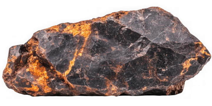 Collection of  close up view of a dark rock formation with orange and brown mineral deposits real image, no blur, clear image, hd, full hd, photos, isolated white background