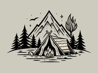 Obraz premium camp fire illustration