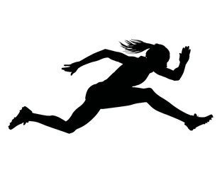 Dynamic Silhouette of a Woman Mid Leap in Black Against White Backdrop