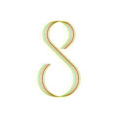 Fototapeta premium A vibrant, multi-colored striped logo forming the shape of the number '8' or an elongated 'S', suggesting fluidity and energy